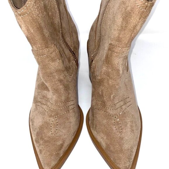 TOP MODA Western Ankle Booties Stitched Cowboy Women's Boots Taupe Size 6.5 - Picture 5 of 5